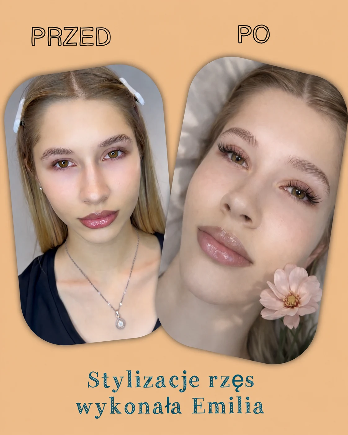 Realizacja rzęs przed i po